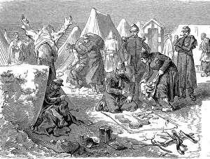Winter camp in the Crimea, distribution of rusks