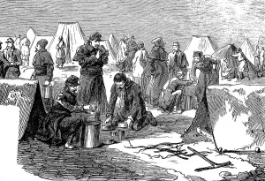 Winter camp in the Crimea, preparation of soup