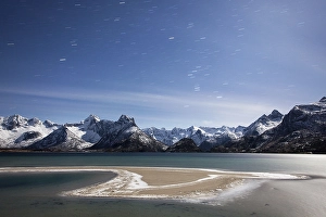 Winter landscape at a fjord, Lofoten
