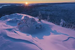 Winter landscape in the morning sun