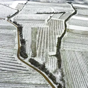 Winter landscape with snow in autumn