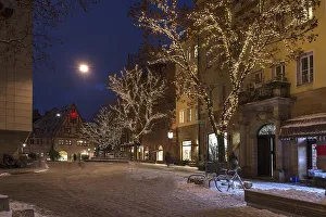 Winter old town with Christmas lights