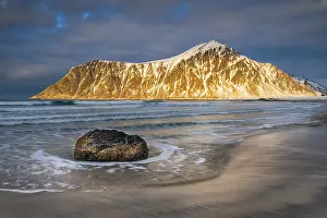 Category Mountain Landscapes Prints: Winter Scandinavian landscape, sea