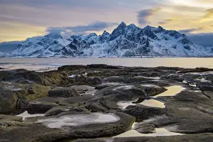Category Mountain Landscapes Prints: Winter Scandinavian landscape, sea