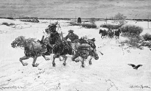 Winter sleigh ride in a rural idyll