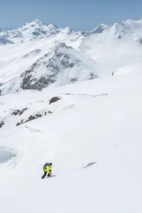 Winter snow covered mountain peaks in Caucasus