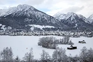 Winter, snowy landscape, view of Oberstdorf