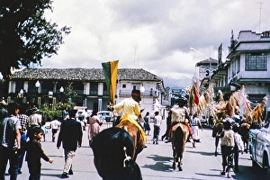 The Three Wise Men on horseback, Epiphany, Fiesta de los Reyes, Popayan, Colombia, South America 1961, South America