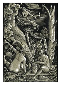 Three witches prepare for the Sabbath