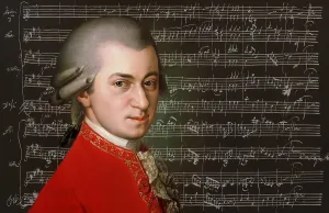 Wolfgang Amadeus Mozart, 1756 - 1791, composer of classical music, First Viennese School, notesheet from Minuet No. 2 for orchestra, KV 164, 1772, digitally edited