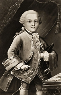 Wolfgang Amadeus Mozart at the age of 6, 1756 - 1791, composer of classical music, First Viennese School, digitally edited