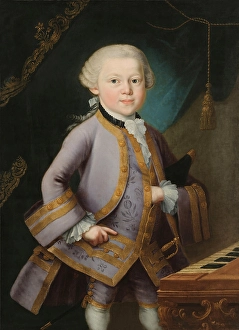 Wolfgang Amadeus Mozart at the age of 6, 1756 - 1791, composer of classical music, First Viennese School, digitally edited