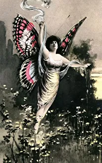 Woman with butterfly wings, 1910s, Germany, Europe