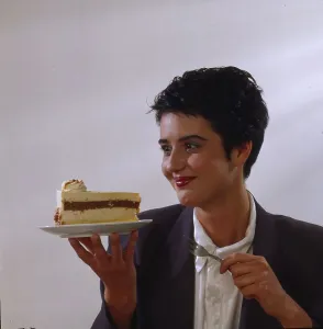 Woman with cake, cravings, candy