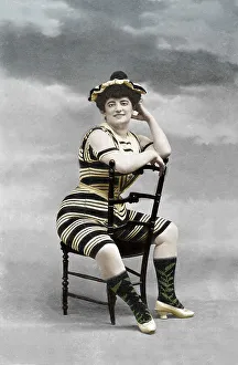 Woman in a corsett sitting on a chair