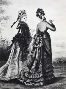 Woman, digitally restored reproduction of an original from the wearing a cul de Paris or bustle