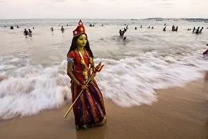 Woman dress as Hindu goddess durga