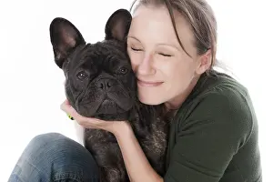 Woman and French Bulldog