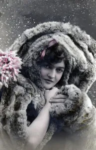 Woman in fur coat, 1910s, Germany, Europe