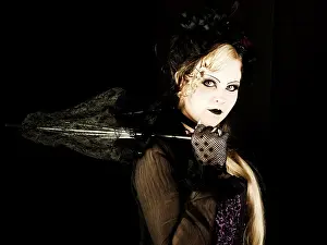 Woman, Gothic, serious, parasol