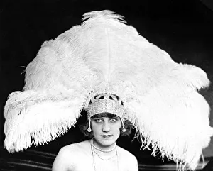 Woman with huge feather hat, 1920s