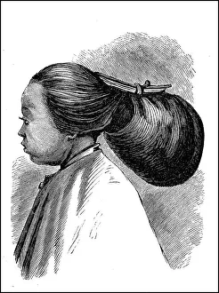 Woman with long hairstyle from China