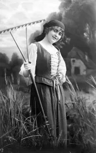Woman with rake, 1910s, Germany, Europe