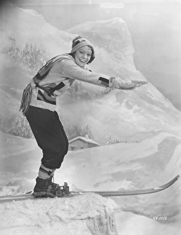 Woman on skis 1930s. The young actress Isa Quensel