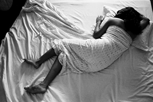 Woman sleeping on her tummy Mumbai Maharashtra India Asia 1982