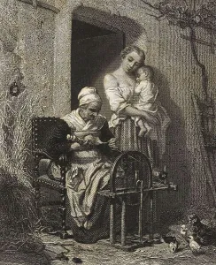 Woman with a spinning wheel, 1852