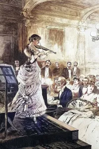 Woman with violin, violin player