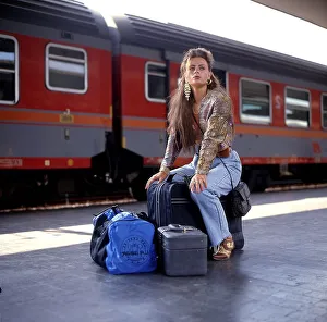 Woman waiting for train