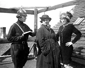 Three woman, woman playing a policewoman