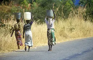 Women balancing baskets on their heads