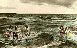 Women bathing in the sea, 1910s