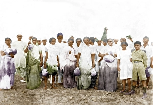 Women with bundles of freshly refined salt during Salt Satyagraha, India, Asia, April 1930, Asia