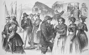 Women and men in traditional costumes from Friesland