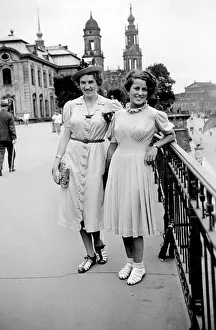 Two women in summer dresses in Dresden