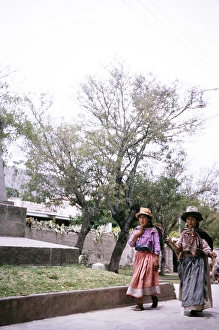 Two women walking in the park, Ayacucho, Peru, South America 1962, South America