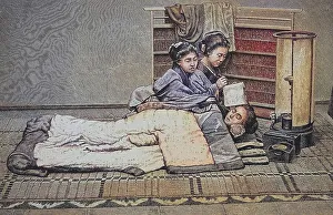 Women's life in Japan, servant going to bed