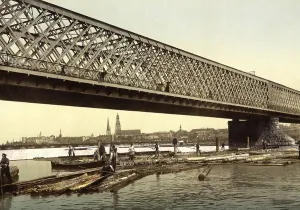Wood transport, rafting, railway bridge