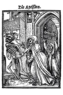 Woodcut, The Abbess, Hans Holbein the Younger