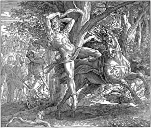 Woodcut, Absalom's Death, Second Book of Samuel
