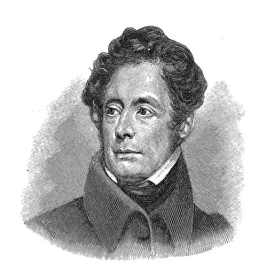 Woodcut, Alphonse de Lamartine, portrait