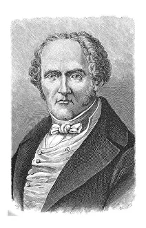 Woodcut, Charles Fourier, portrait