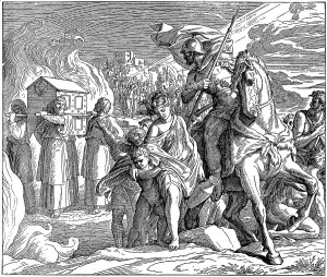 Woodcut, The Crossing of Jordan