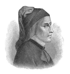 Woodcut, Dante Alighieri, portrait