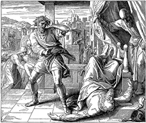 Woodcut, Eli's Death, First Book of Samuel