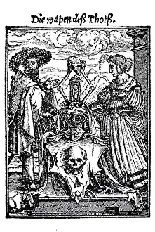 Woodcut, The Escutcheon of Death