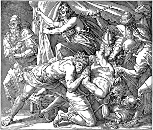 Woodcut, The Fall of Samson, Book of Judges